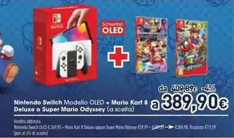 Unieuro Nintendo Switch Modello OLED + Mario Kart 8 Deluxe o Super Mario Odyssey offerta