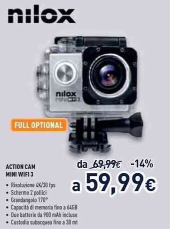 Unieuro nilox Action Cam Mini Wifi 3 offerta
