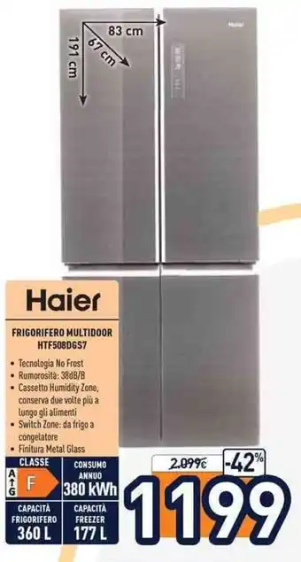 Unieuro Haier Frigorifero Multidoor HTF508DGS7 offerta