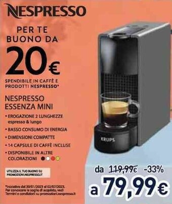 Unieuro Nespresso Essenza mini offerta
