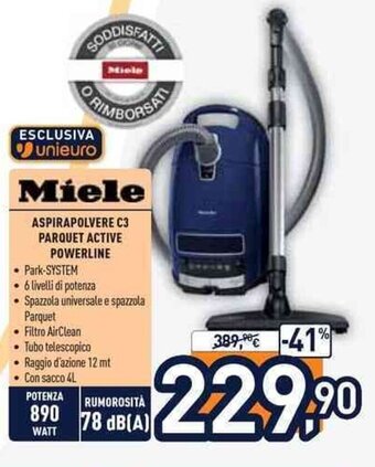 Unieuro Miele Aspirapolvere C3 Parquet Active Powerline offerta