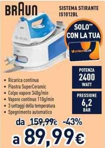 Unieuro Braun Sistema Stirante IS1012BL offerta