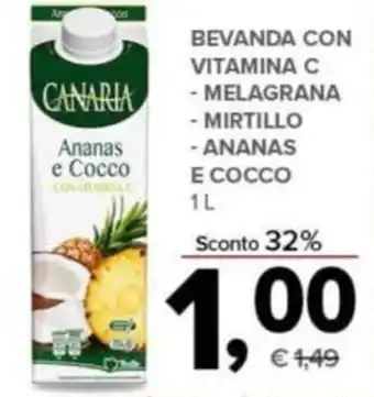 Canaria Bevanda con Vitamina C Melagrana/Mirtillo/Ananas e Cocco 1 L