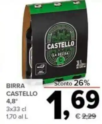 Todis Castello Birra 4,8° 3x33 cl offerta