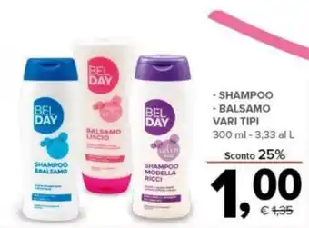 Todis Bel Day Shampoo / Balsamo vari tipi 300 ml offerta