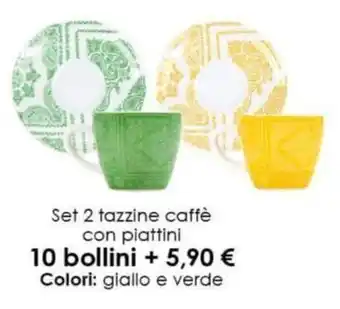 Todis Set 2 tazzine caffè con piattini offerta