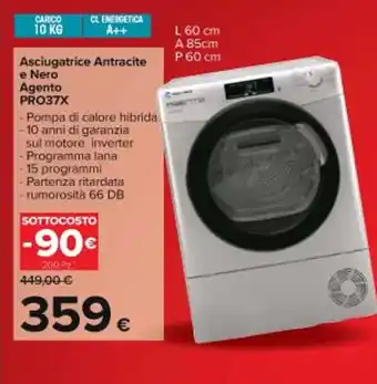 Carrefour Iper Asciugatrice Antracite e Nero Agento PRO37X offerta