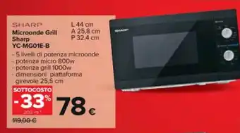 Sharp Microonde Grill YC-MG01E-B