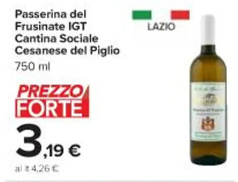 Passerina Del Frusinate IGT Cantina Sociale Cesanese del Piglio 750 ml