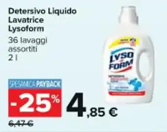 Carrefour Iper Lysoform Detersivo Liquido Lavatrice 2 l offerta