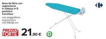 Carrefour Iper Carrefour Asse da Stiro con regolazione in altezza in 5 posizioni 114x36 cm offerta
