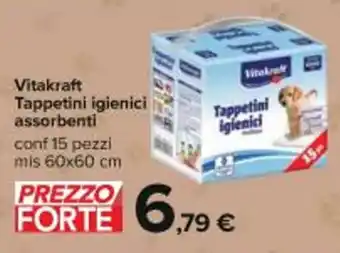 Carrefour Iper Vitakraft Tappetini igienici assorbenti 15 pezzi 60x60 cm offerta