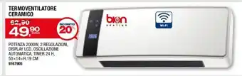 Termoventilatore Ceramico Potenza 2000W, 2 Regolazioni, Display LCD, Oscillazione Automatica Timer 24 H, 50 x 14 x H, 19 cm 9