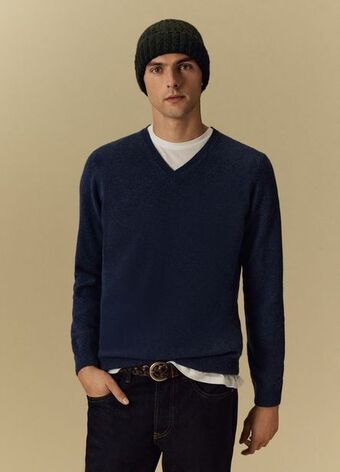 Piombo pullover in lambswool con scollo a v