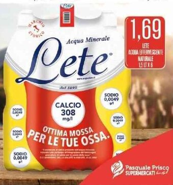 Supermercati Pasquale Prisco Lete Acqua Effervescente Naturale 1,5 Lt x 6 offerta