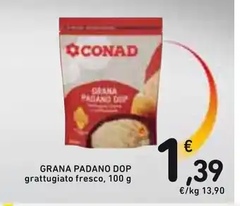 Spazio Conad Grana Padano Dop grattugiato fresco 100g offerta