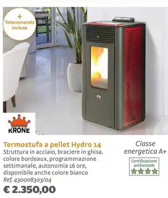 Bricocenter Termostufa a pellet Hydro 14 offerta