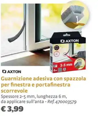Bricocenter Axton Guarnizione adesiva con spazzola per finestra e portafinestra scorrevole 2-5 mm offerta