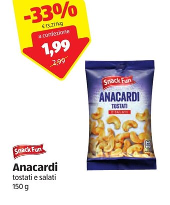 ALDI Snack Fun Anacardi 150 g offerta