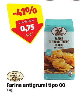 ALDI Happy Harvest Farina antigrumi tipo 00 1 kg offerta