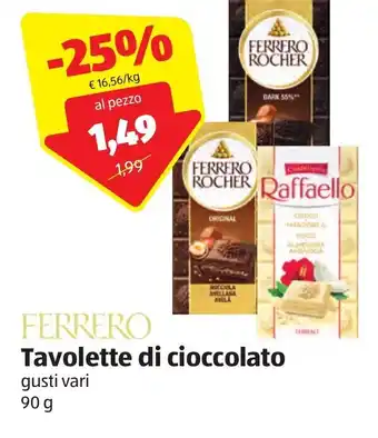 ALDI Ferrero Tavolette di cioccolato 90 g offerta