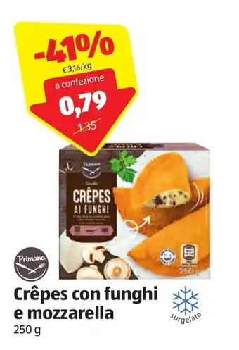 ALDI Primana Crêpes con funghi e mozzrella 250 g offerta