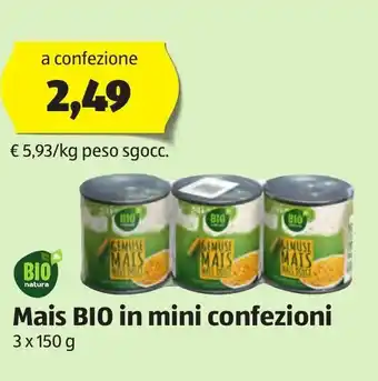 ALDI Bio natura Mais BIO in mini confezioni 3 x 150 g offerta