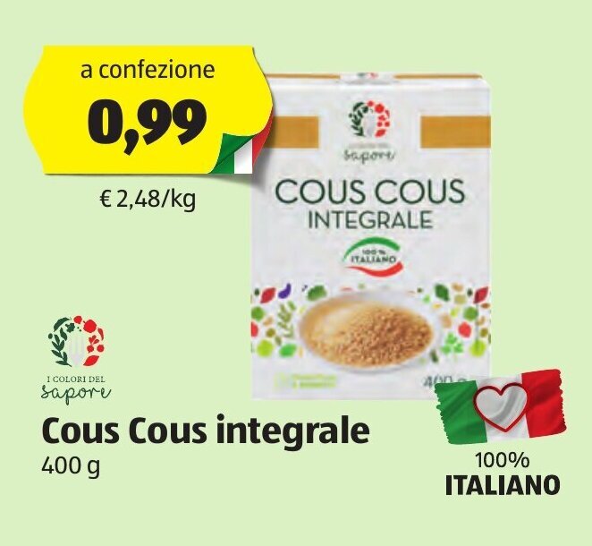 I Colore del Sapore Cous Cous integrale 400 g offerta di ALDI