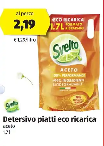 ALDI Svelto Detersivo piatti eco ricarica 1,7 l offerta
