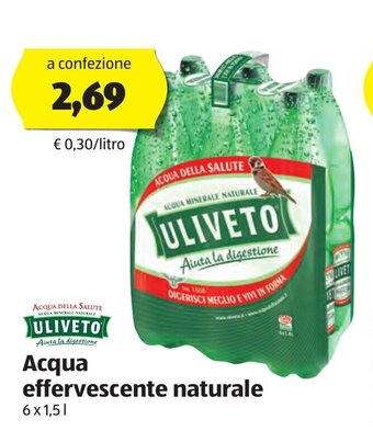 ALDI Uliveto Acqua effervescente naturale 6 x 1,5 l offerta