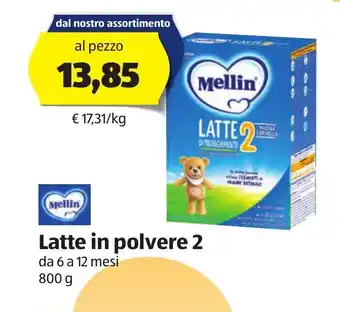 ALDI Mellin Latte in polvere 2 6 a 12 mesi 800 g offerta