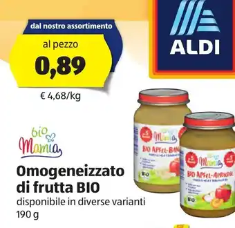 ALDI Mamia Omogeneizzato di frutta BIO 190 g offerta
