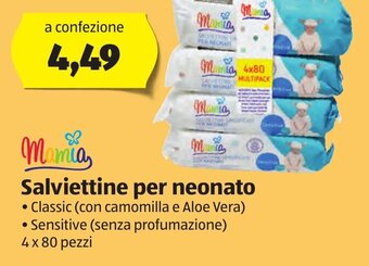 ALDI Mamia Salviettine per neonato 4 x 80 pezzi offerta