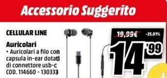 MediaWorld Cellular Line Auricolari offerta
