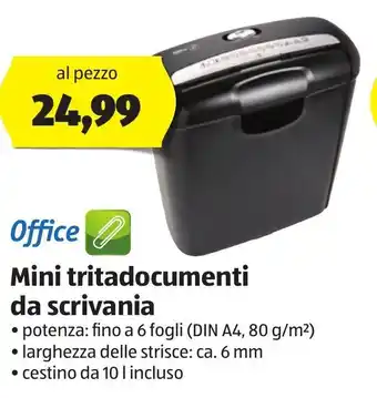 Office Mini tritadocumenti da scrivania 10 l