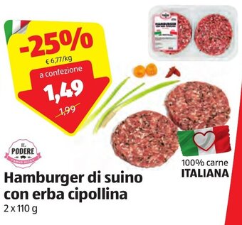ALDI Il Podere Hamburger di suino con erba cipollina 2 x 110 g offerta