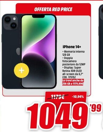 MediaWorld iPhone 14+ offerta