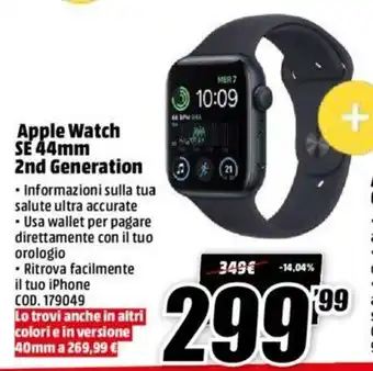MediaWorld Apple Watch SE 44 mm 2nd Generation offerta