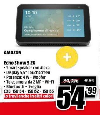 MediaWorld Amazon Echo Show 5 2G offerta