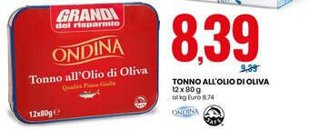 Eurospin Ondina Tonno All'Olio di Oliva 12 x 80 g offerta