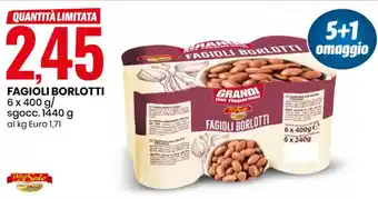 Eurospin Delizie dal Sole Fagioli Borlotti 6 x 400 g/ sgocc. 1440 g offerta