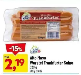 DPiù Alto Maso Wurstel Frankfurter Suino 320 g offerta