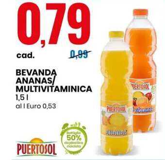 Eurospin Puertosol Bevanda Ananas/Multivitaminica 1,5 l offerta