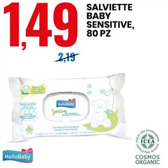 Eurospin HelloBaby Salviette Baby Sensitive, 80 pz offerta