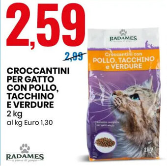 Eurospin Radames Croccantini per Gatto con Pollo, Tacchino e Verdure 2 kg offerta