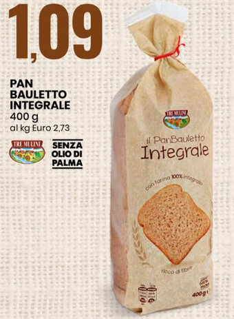 Eurospin Tre Mulini Pan Bauletto Integrale 400 g offerta