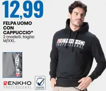 Eurospin Enkho Felpa Uomo con Cappuccio M/XXL offerta