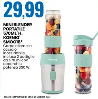 Eurospin 'H. Koenig' SMOO18 Mini Blender Portatile 570ml 570 ml offerta
