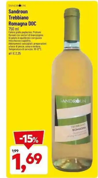 DPiù Sandroun Trebbiano Romagna DOC 750 ml offerta