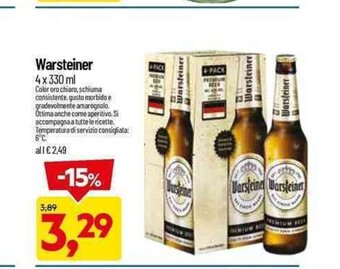 DPiù Warsteiner 4 x 330 ml offerta